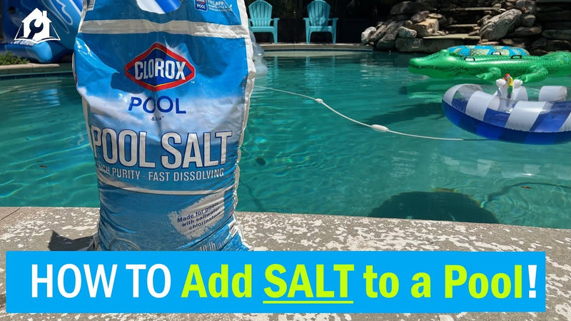 Person pouring pool salt into a swimming pool for salt chlorine generator